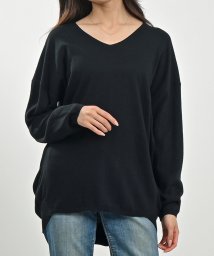 felt maglietta(フェルトマリエッタ)/Vネックサイドタックセーター/ブラック