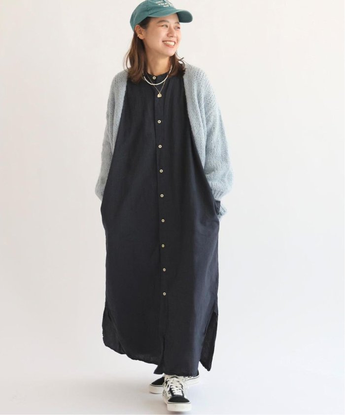 ARMEN/アーメン】UTILITY BANDED COLLAR MAXI SHIRT：ワンピース