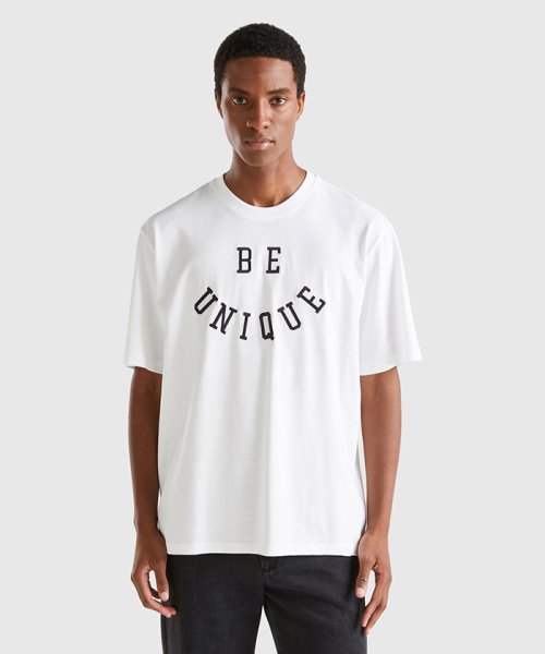 BENETTON (mens)(ベネトン（メンズ）)/フロントロゴ半袖Tシャツ・カットソー/ホワイト