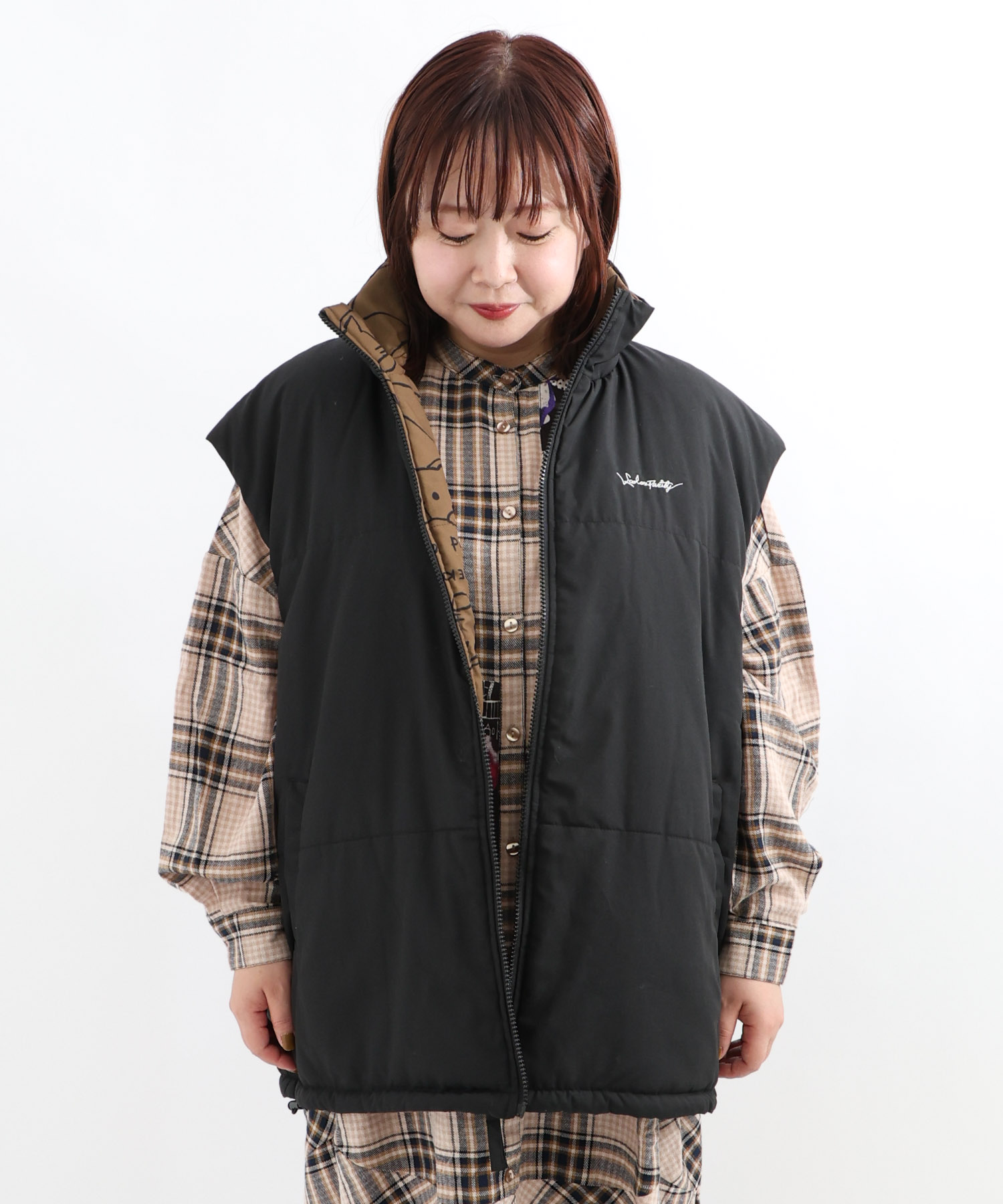 【秋冬新品】パリティネコ柄中綿リバーシブルベスト《スカラーお買い得セール✨》