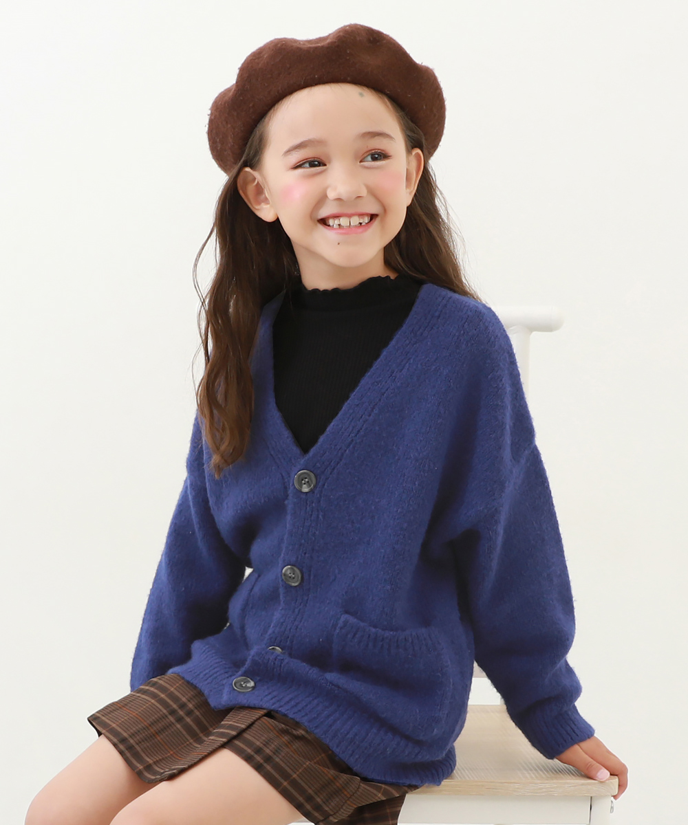 洗える ビッグシルエット ケーブル編み やわらかニットカーディガン 子供服 キッズ ベビー 女の子 トップス カーディガン モヘア