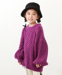 devirock/洗える ビッグシルエット　ケーブル編み やわらかニットプルオーバー 子供服 キッズ ベビー 女の子 トップス ニット セーター ニットプルオーバー モヘア/505638226