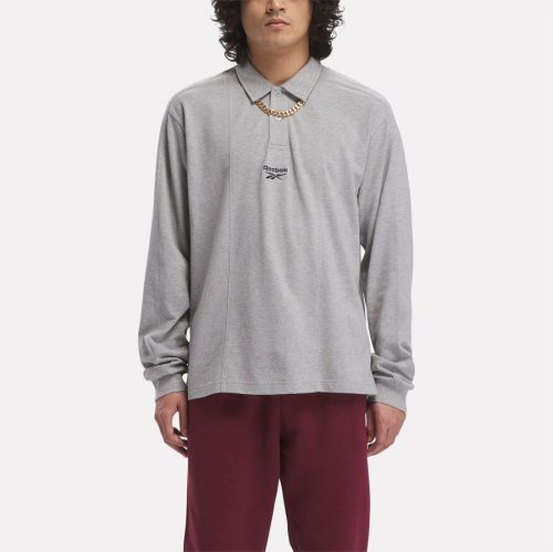 Reebok(Reebok)/RI VS ロングスリーブ ポロシャツ / RI VS LONG SLEEVE POLO /グレー