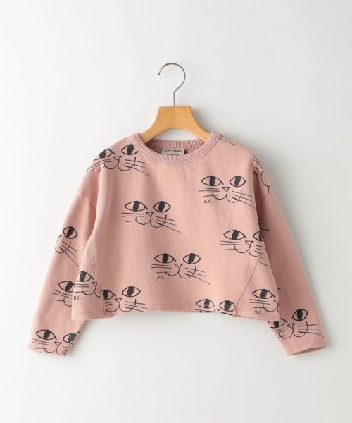 SHIPS KIDS(シップスキッズ)/BOBO CHOSES:100～120cm / SMILING CAT CROPPED SWEAT/ピンク