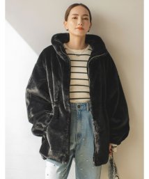 Re:EDIT(リエディ)/[辻元舞さん着用][2023A/W COLLECTION]ハイネックドロスト付きフェイクファージャケット/ブラック