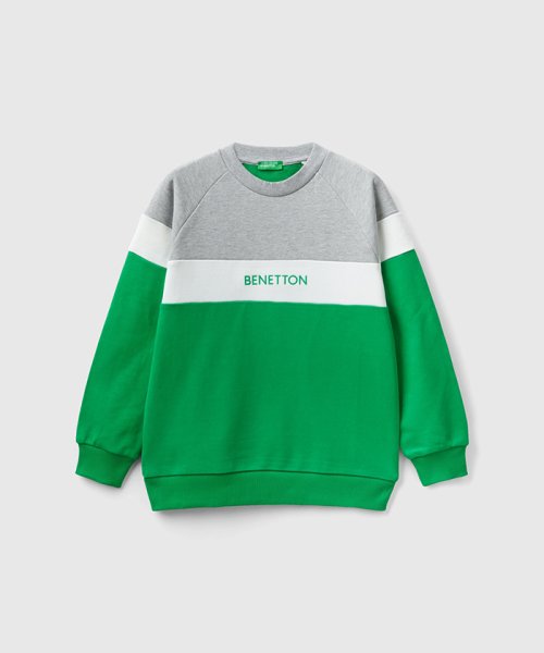 BENETTON (UNITED COLORS OF BENETTON BOYS)(ユナイテッド　カラーズ　オブ　ベネトン　ボーイズ)/キッズカラーブロックラグランスウェットトレーナーB/グリーン系その他