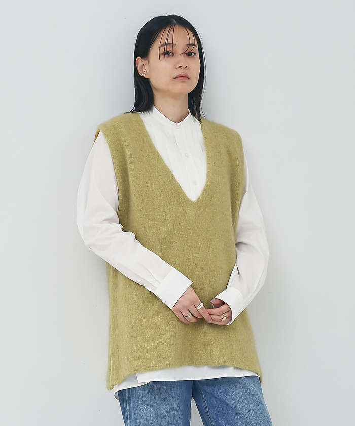 collex(collex) |ラクーン混 深Vネックニットロングベスト(505644440