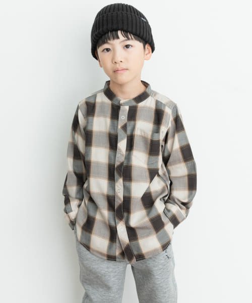 URBAN RESEARCH DOORS（Kids）(アーバンリサーチドアーズ（キッズ）)/『親子リンク』バンドカラーチェックシャツ(KIDS)/BLACK