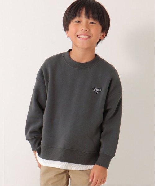 ikka kids(イッカ　キッズ)/裏起毛裾レイヤードワッペントレーナー（120〜160cm）/チャコールグレー