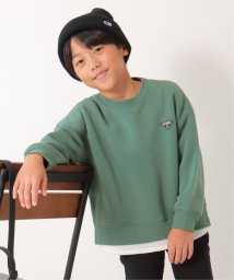 ikka kids(イッカ　キッズ)/裏起毛裾レイヤードワッペントレーナー（120〜160cm）/グリーン