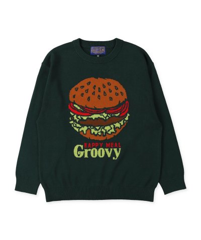 GROOVY BURGER クルーネックニット