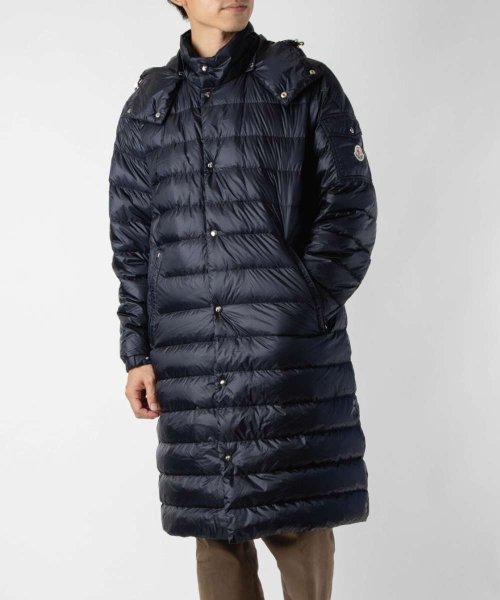 MONCLER(モンクレール)/モンクレール MONCLER 1D101－00－53279 コート レディース アウター ダウンコート モセット ナイロン ダウンジャケット ロング丈 フード付/ネイビー