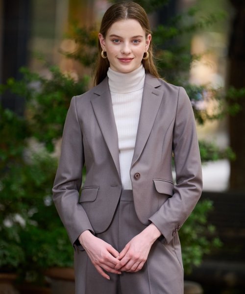 【セットアップ可】ウールブレンドストレッチショートジャケット 