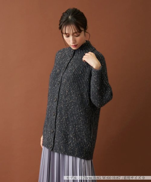 Leilian(レリアン)/ハイネックニットジャケット【LE TRICOT PERUGIA】/チャコールグレー