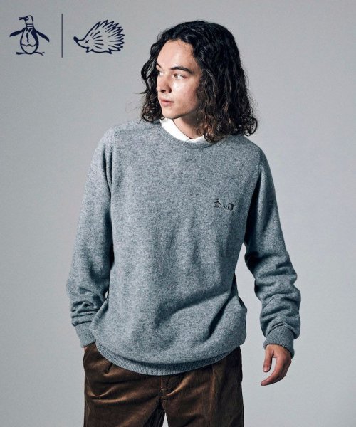 Penguin by Munsingwear(ペンギン　バイ　マンシングウェア)/【Penguin by CLUBHAUS】LAMS WOOL SADDLE SHOULDER CREW SWEATER/グレー