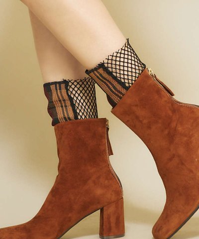 ●FAKUIチェック×ネットチュールソックス