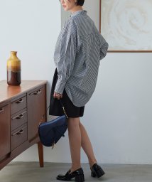 RUIRUE BOUTIQUE(ルイルエブティック)/STRIPED OVERSIZE LONG SLEEVE SHIRTS ストライプオーバーサイズ長袖シャツ(T1303)/オフ×ブラック