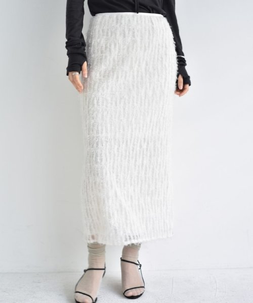 DRESSTERIOR(ドレステリア)/CODE A ｜ feather long skirt/ホワイト（001）