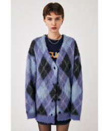 moussy(マウジー)/SHAGGY KNIT ARGYLE カーディガン/BLU