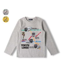 moujonjon(ムージョンジョン)/【子供服】 moujonjon (ムージョンジョン) 日本製東急電鉄路線図電車プリントＴシャツ 100cm～130cm F50812/グレー