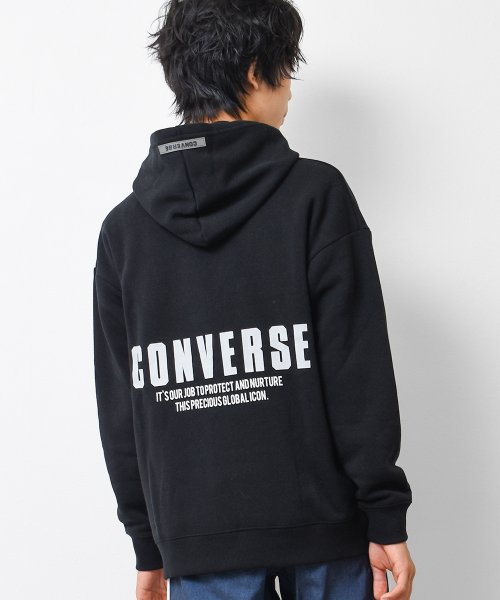 RAT EFFECT(ラット エフェクト)/CONVERSE 別注裏起毛バックプリントフーディー/ブラック