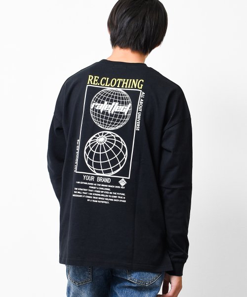 RAT EFFECT(ラット エフェクト)/RE.CLOTHINGバックプリントロングTシャツ/ブラック