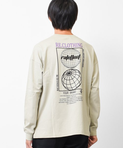 RAT EFFECT(ラット エフェクト)/RE.CLOTHINGバックプリントロングTシャツ/グレー