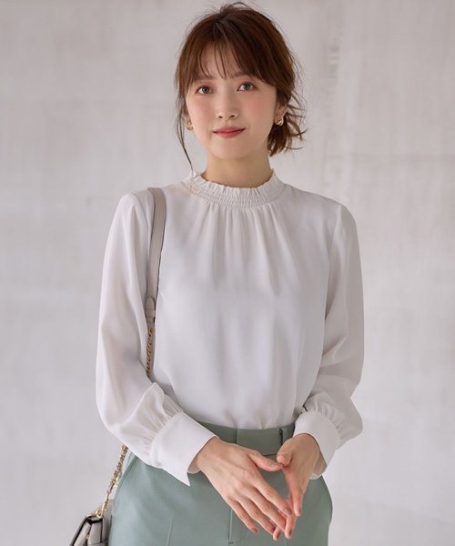 美人百花10月号掲載】ハイネックシャーリング ブラウス(505650859  
