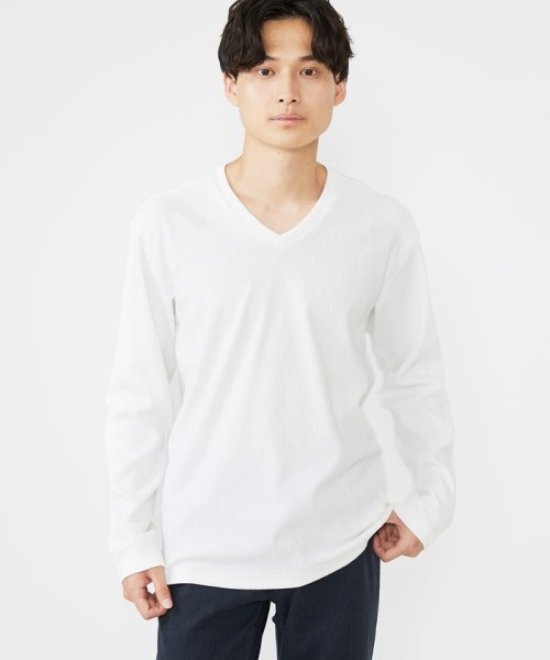 MK homme(エムケーオム)/【WEB限定】楊柳クレープカットソー/ホワイト（90）