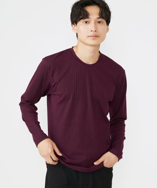 MK homme(エムケーオム)/【WEB限定】ストライプカットソー/パープル（77）