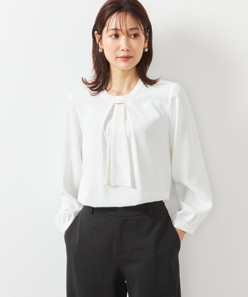 アセテートデシンボウタイブラウス