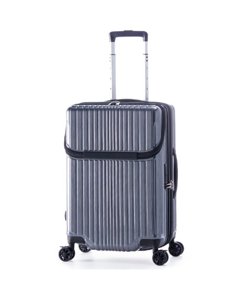 ASIA LUGGAGE(アジアラゲージ)/アジアラゲージ スーツケース Mサイズ 52L フロントオープン ストッパー付き 拡張 軽量 フィルパケ A.L.I FiLPake ali－6060tp－22/ガンメタリック