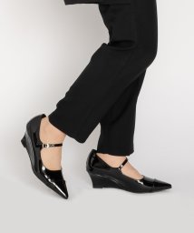 SVEC(シュベック)/パンプス ウェッジソール オフィス ストラップ 黒 歩きやすい 痛くない きれいめ レディース 結婚式 メリージェーン シューズ 靴 ポインテッドトゥ/ブラック