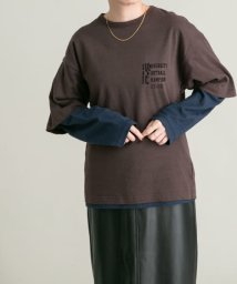 KBF(ケービーエフ)/レイヤードロンTEE/BROWN×NVY