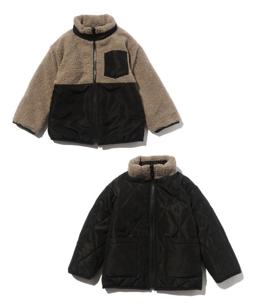 SHOO・LA・RUE(Kids) (シューラルーキッズ)/【110－140cm/撥水/2WAY】キルト×ボア リバーシブルブルゾン/ブラック（019）