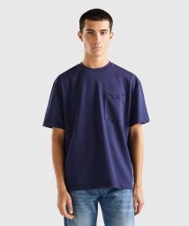 BENETTON (mens)(ベネトン（メンズ）)/ロゴ刺繍入りポケット付き半袖Tシャツ・カットソー/ネイビー