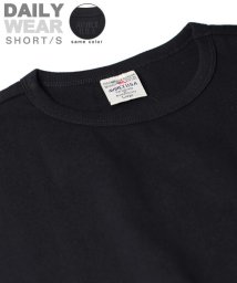 AVIREX(AVIREX)/《DAILY/WEB限定》RIB S/S CREW NECK T－SHIRT/同色プリント リブ 半袖 クルーネック Tシャツ  デイリー/ブラック