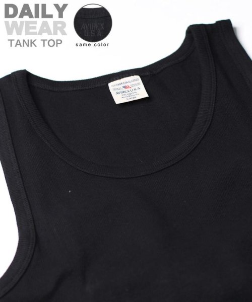 AVIREX(AVIREX)/《DAILY/WEB限定》RIB TANK TOP/同色プリント リブ タンクトップ 同色プリント  デイリー/ブラック