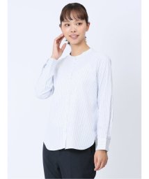 m.f.editorial/【WEB限定】形態安定 ストライプ柄 バンドカラー長袖ブラウス 長袖 レディース シャツ カットソー トップス ブラウス カジュアル インナー ビジネス ギフト/505655173