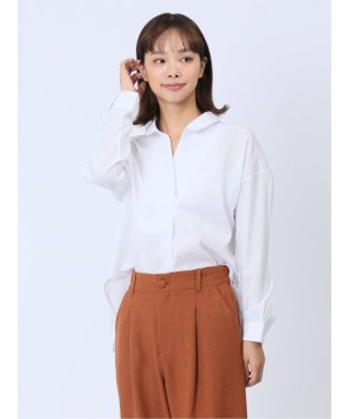 m.f.editorial/【WEB限定】形態安定 スキッパープルオーバー長袖ブラウス 長袖 レディース シャツ カットソー トップス ブラウス カジュアル インナー ビジネス ギフト プ/505655176