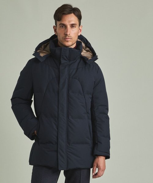 【仕事で着用可】MINOTECH?メランジラミネート?ダウンコート 仕事で着用可