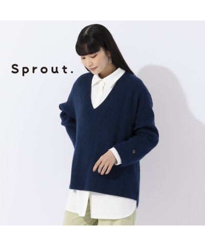 【Sprout.】アンゴラ混ウール　深Vネックニット