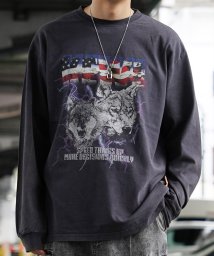 1111clothing/◆ストーンウォッシュ ハードグラフィック ロンT◆オーバーサイズ 長袖Tシャツ メンズ ロンT レディース トップス 長袖 Tシャツ ビッグシルエット ビッグT/505656752