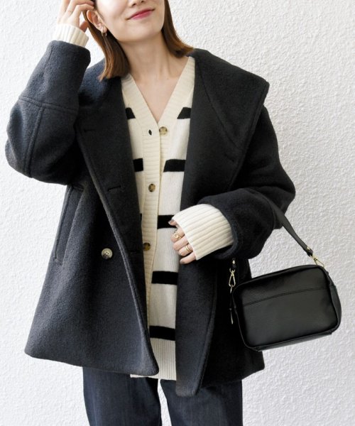 SHIPS any: ナッピング フード ショート コート 