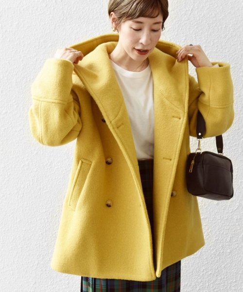 SHIPS any: ナッピング フード ショート コート 