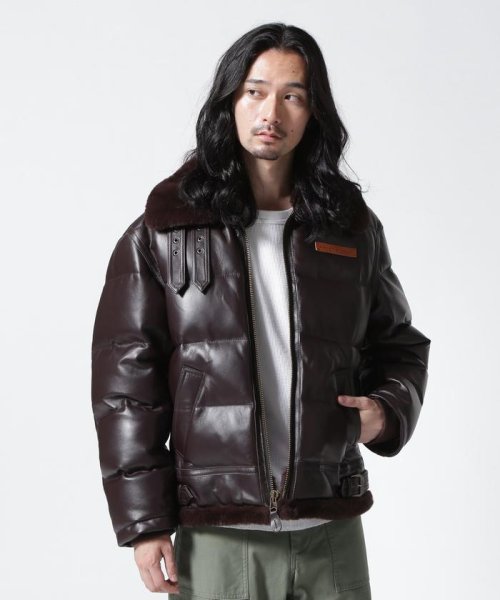 AVIREX(AVIREX)/LEATHER DOWN BOMMER JACKET / レザー ダウン ボマー ジャケット/ダークブラウン3