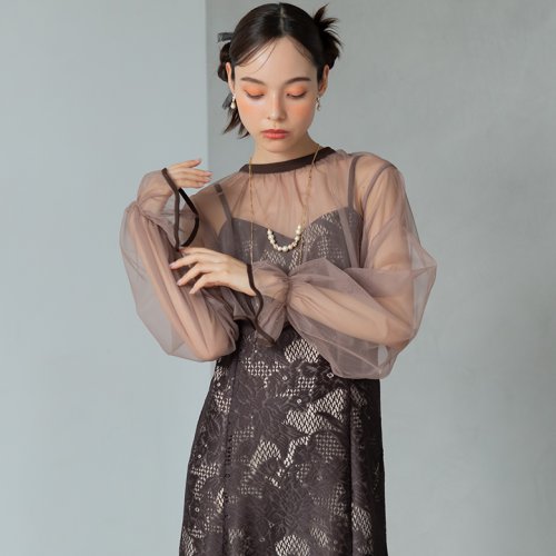 formformfaオリジナル】3wayシフォンボレロ&レースキャミドレス/結婚式 