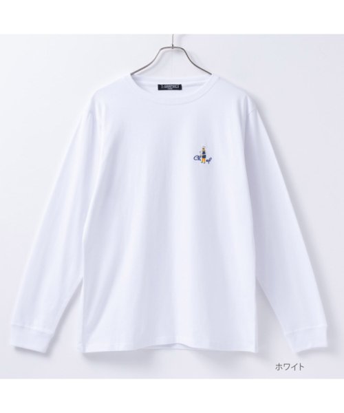 MAC HOUSE(men)(マックハウス（メンズ）)/T－GRAPHICS ティーグラフィックス ワンポイント刺繍長袖Tシャツ MC23－594－31T/ホワイト