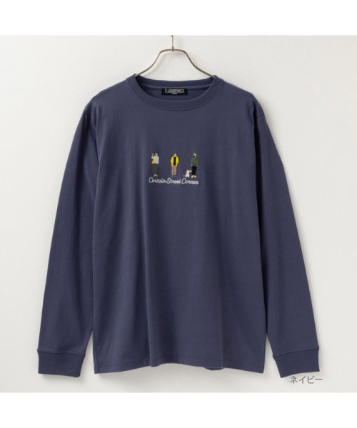 MAC HOUSE(men)(マックハウス（メンズ）)/T－GRAPHICS ティーグラフィックス 胸刺繍ロングスリーブTシャツ メンズ MC23－595－31T/ネイビー