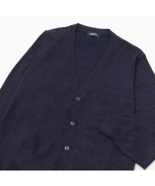 MAC HOUSE(men)(マックハウス（メンズ）)/NAVY ネイビー ウール混洗える素肌ニット カーディガン QMH/03895FW/ネイビー